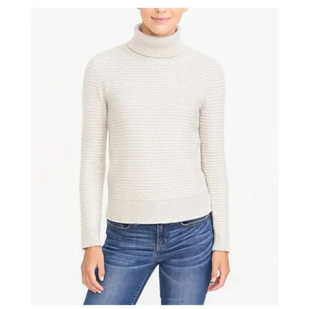 J. Crew Waffle Knit Textured Turtleneck Sweater Mushroom‎ Gray Size XS